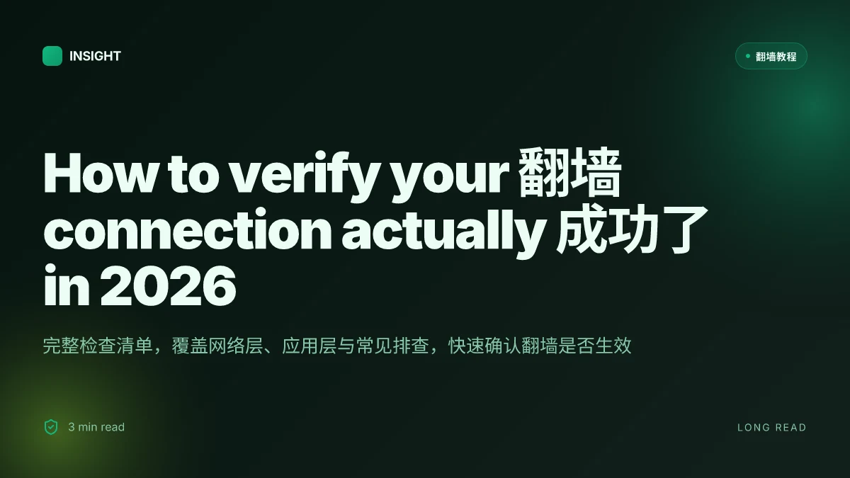 How to verify your翻墙 connection actually 成功了 in 2026? 完整检查清单